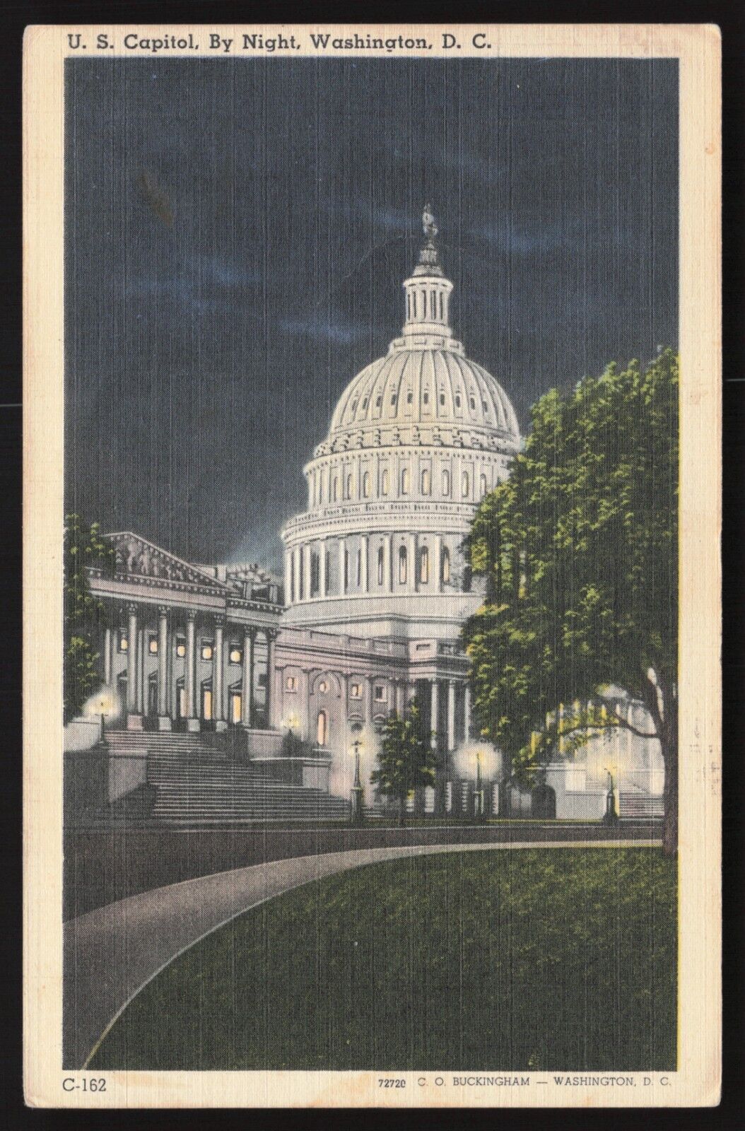 Vintage Postcard - U.S. Capitol By Night, Washington, D.C.