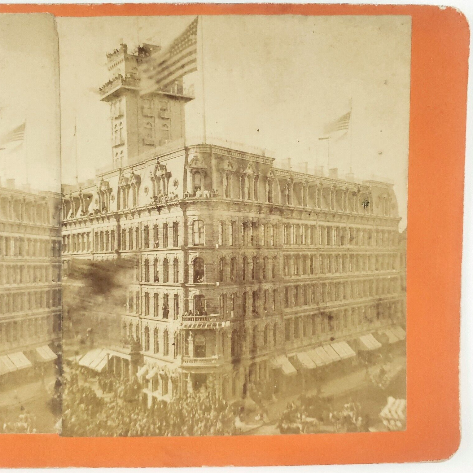 Rochester Powers Office Building Stereoview c1880 New York Street Corner NY F503