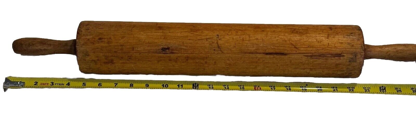 ANTIQUE PRIMITIVE COUNTRY FARM SOLID CARVED MAPLE WOOD KITCHEN DOUGH ROLLING PIN
