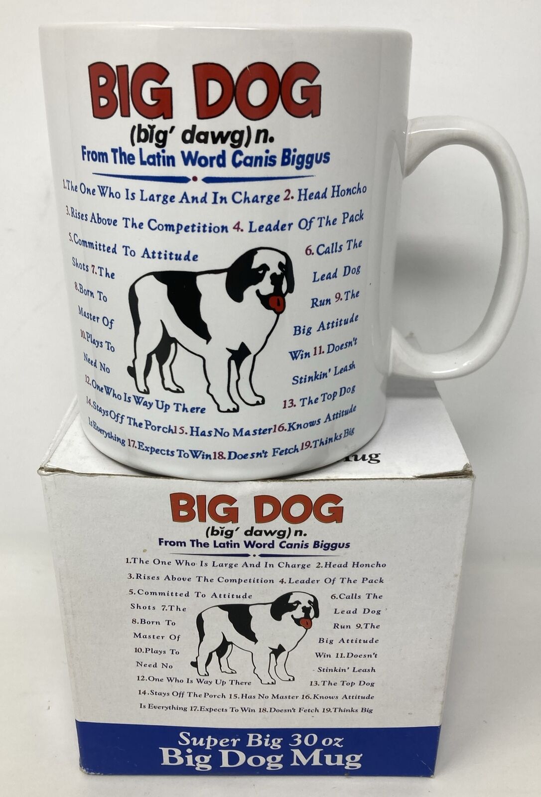 Big Dog Super Big 30 Oz Mug Big Dog Word Definition New In Box Vintage 2001