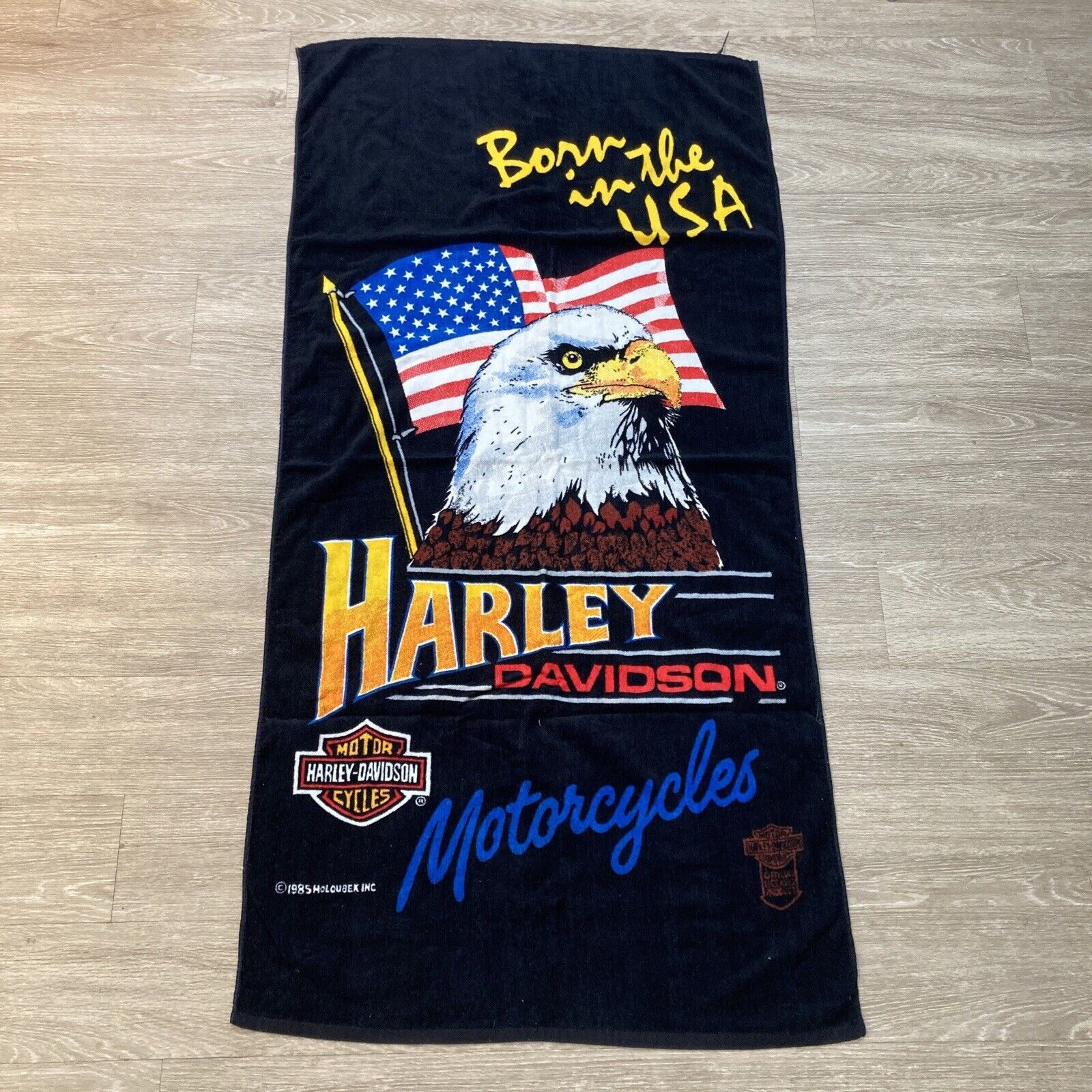 Harley Towel Vintage 90s Y2k Davidson Biker Motorcycle Chopper Beach Water-park
