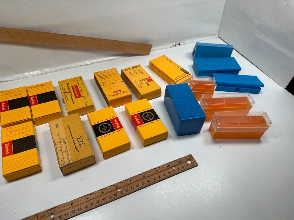 17 Vintage Slide storage containers plastic paper Kodak others EMPTY NO SLIDES