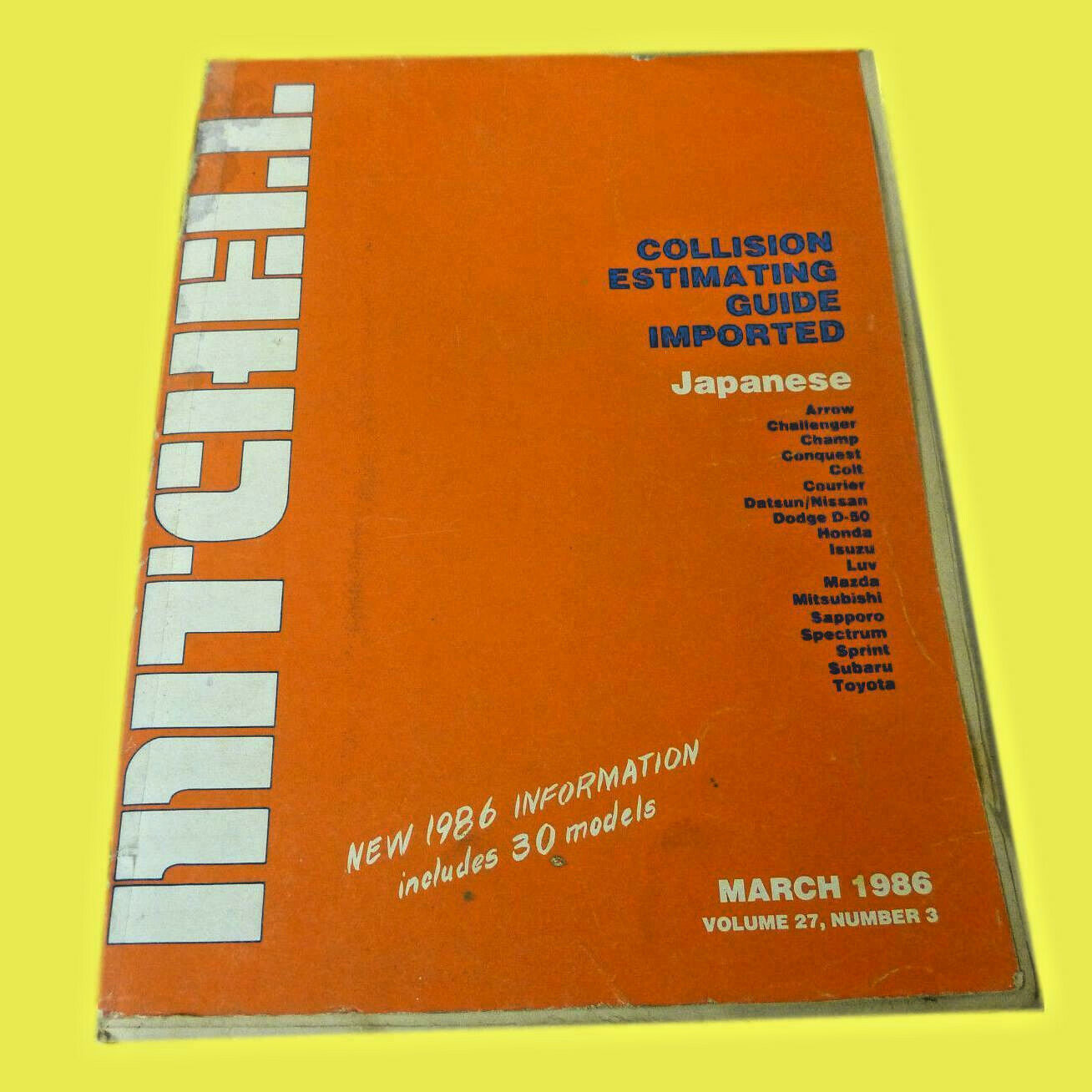 Mitchell Collision Rare Vtg. Estimating Guide Imported 30 Models Japanese 1986