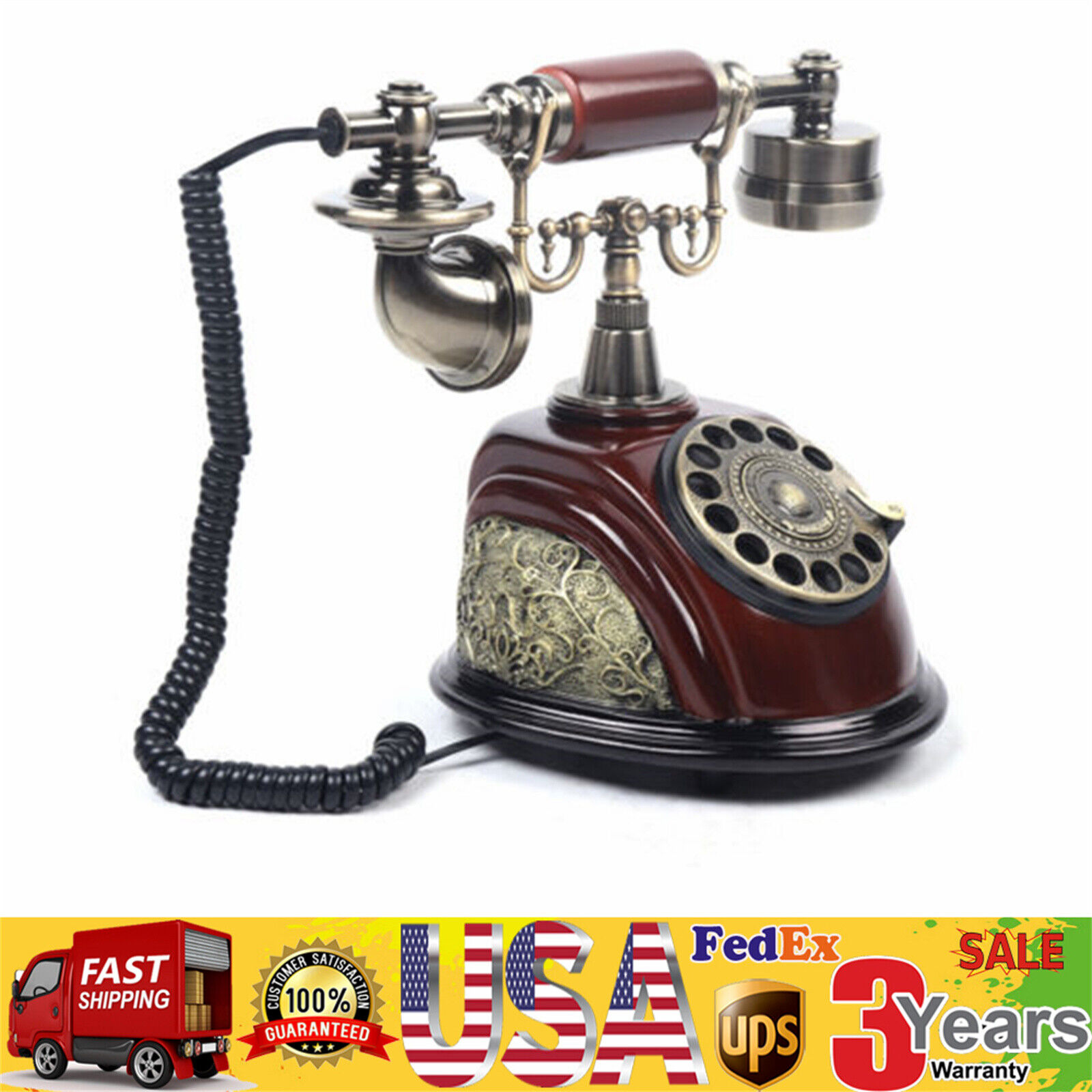 Vintage Rotary Dial Telephone Phone Working Vintage Retro Old Fashion Telephone 