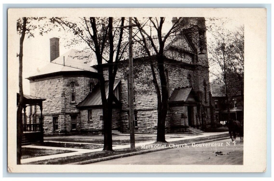 c1920's Methodist Church View Gouverneur New York NY RPPC Photo Postcard