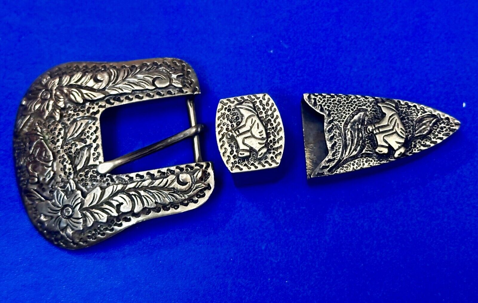Man in Hat - 3 Piece Ornate Mexico Made / Style / Theme Belt Buckle