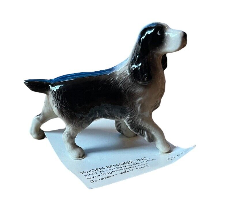 Hagen-Renaker Mini Springer Spaniel 3142 Ceramic Animal dog black white Retired