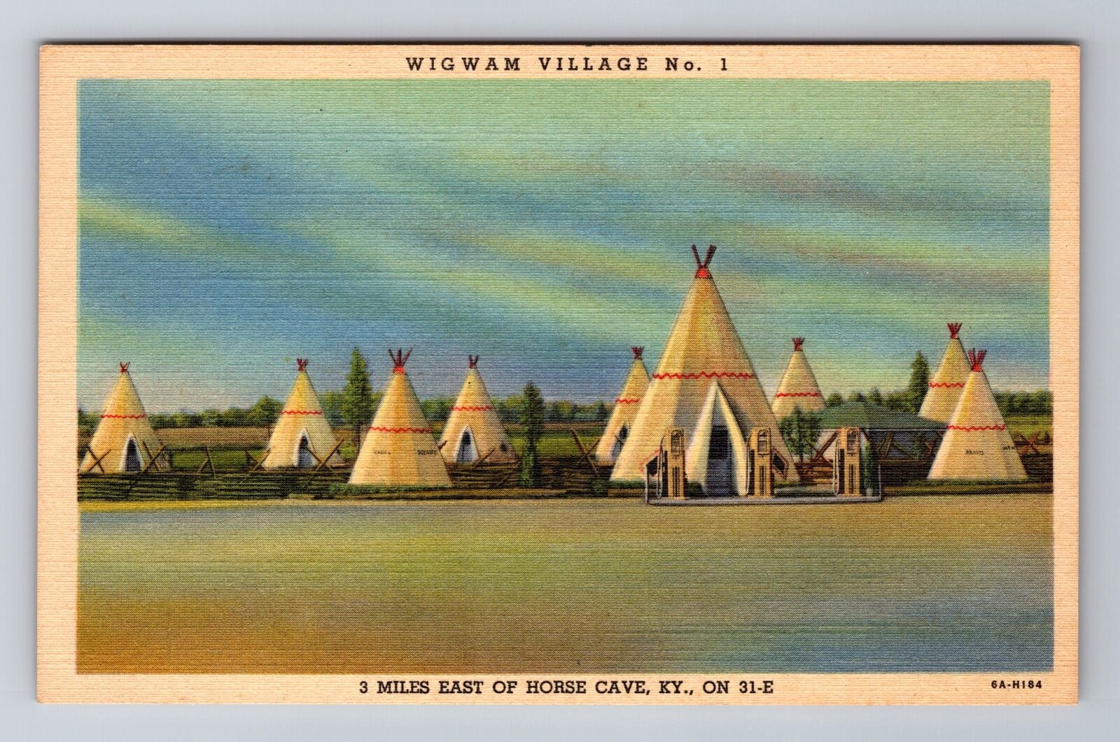 Horse Cave KY-Kentucky, Wigwam Village No 1, Antique, Vintage Postcard
