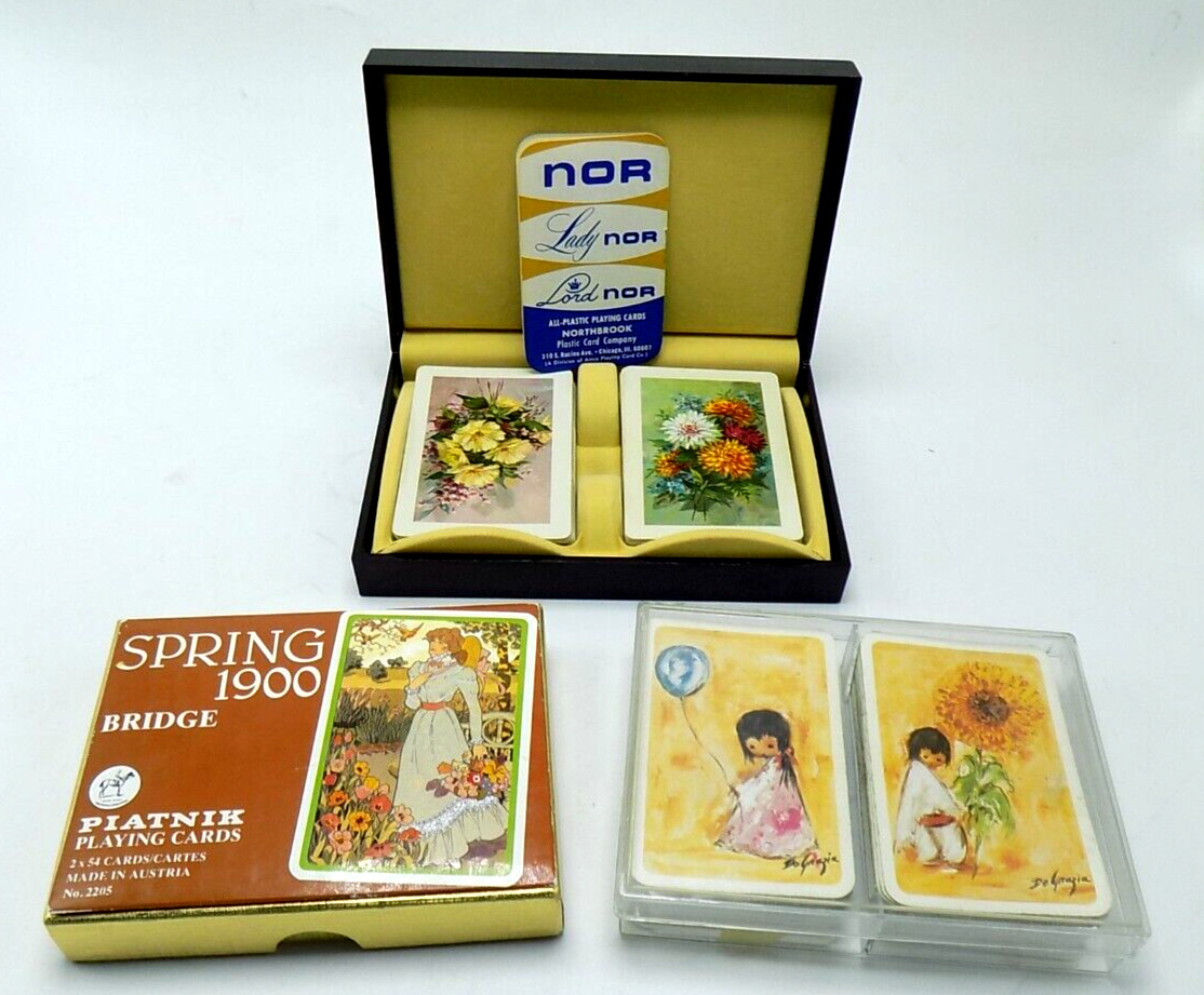 Set of 3 Boxes Vintage Playing Cards NOR Piatnik Altenburg Stralsunder