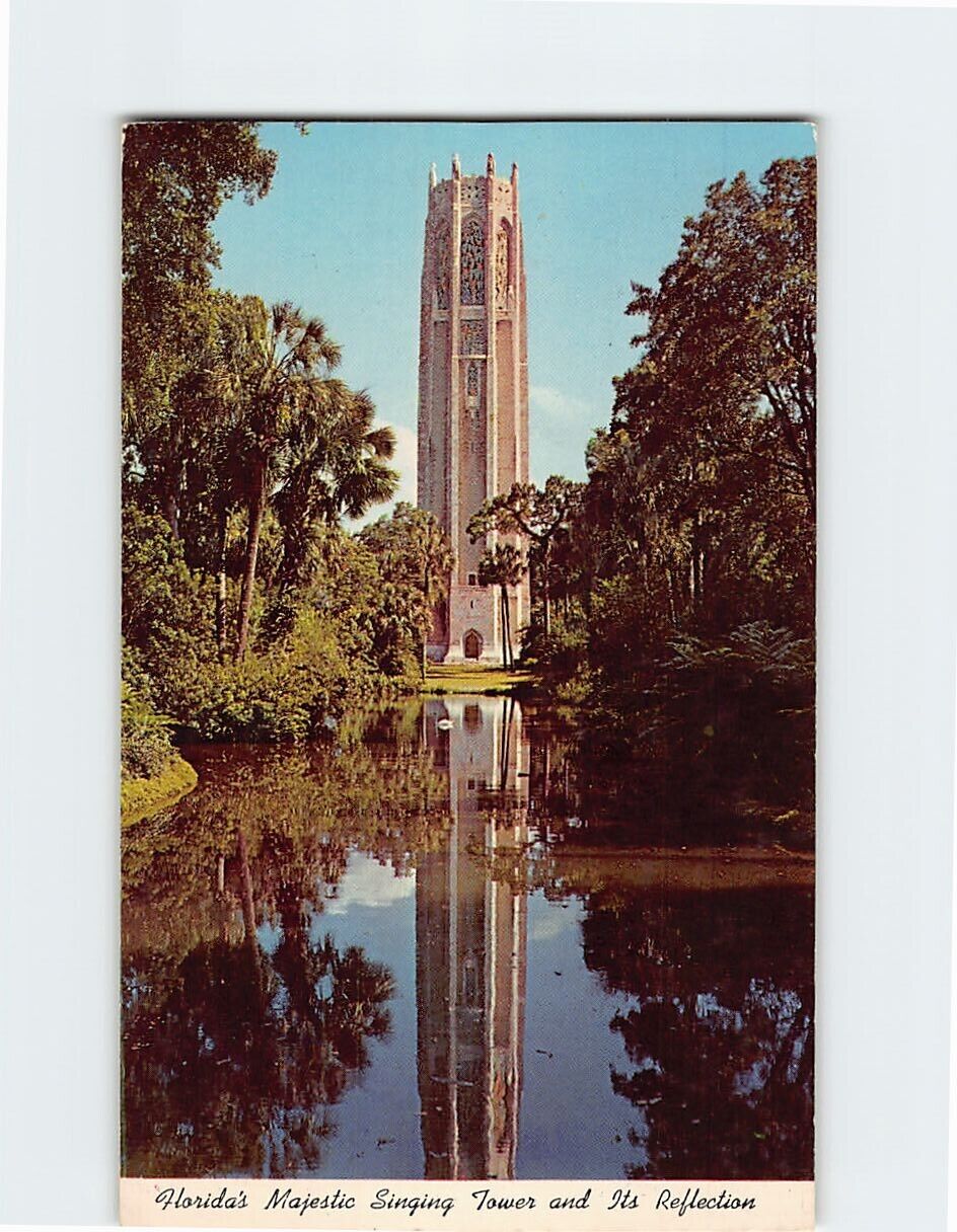 Postcard Majestic Singing Tower & Its Reflection Florida USA