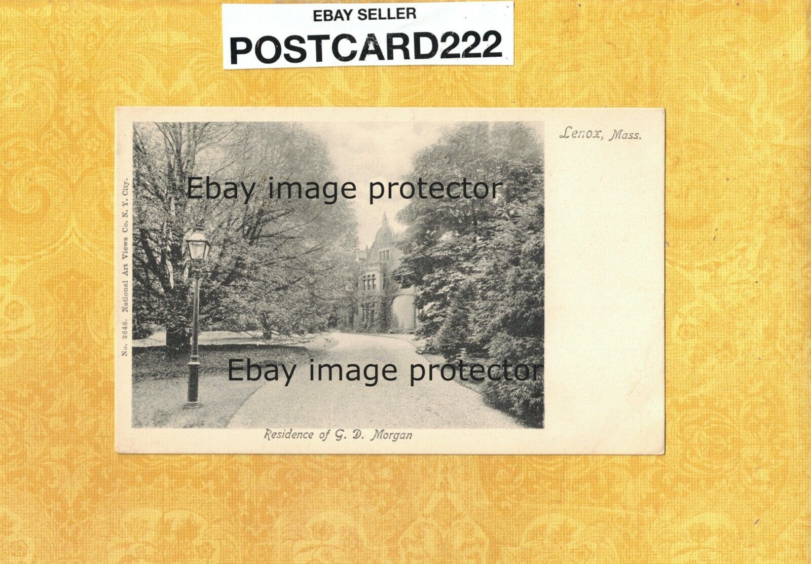MA Lenox 1901-08 udb antique postcard HOUSE OF G D MORGAN Mass 