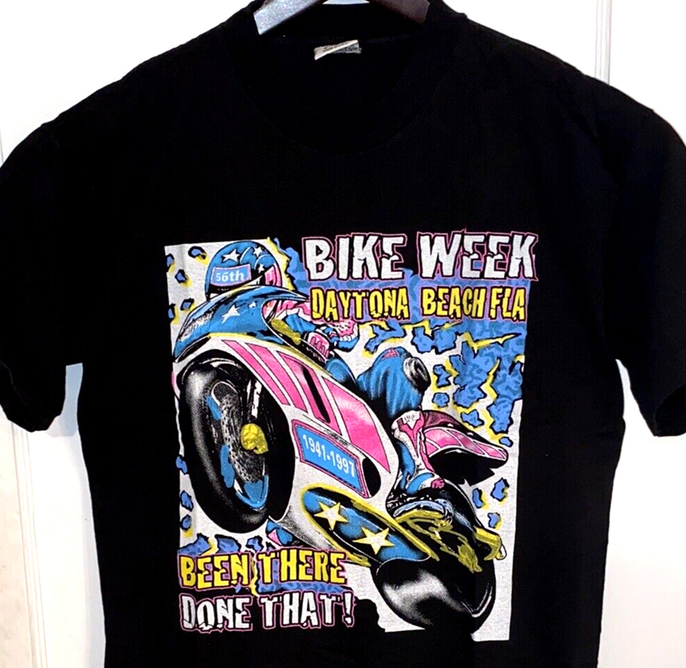 Vtg 1997 DAYTONA BIKE WEEK T SHIRT 90's Biker USA MADE 2 Sided RACING Motorcycle