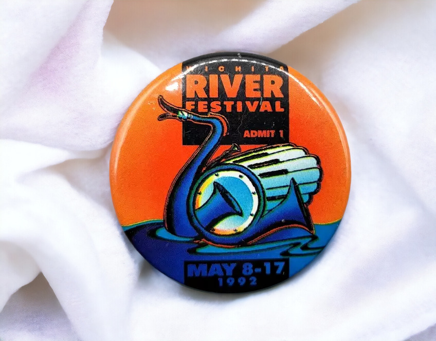 1992 KANSAS EVENT WICHITA RIVERFEST WICHITA RIVER FESTIVAL BUTTON PINBACK