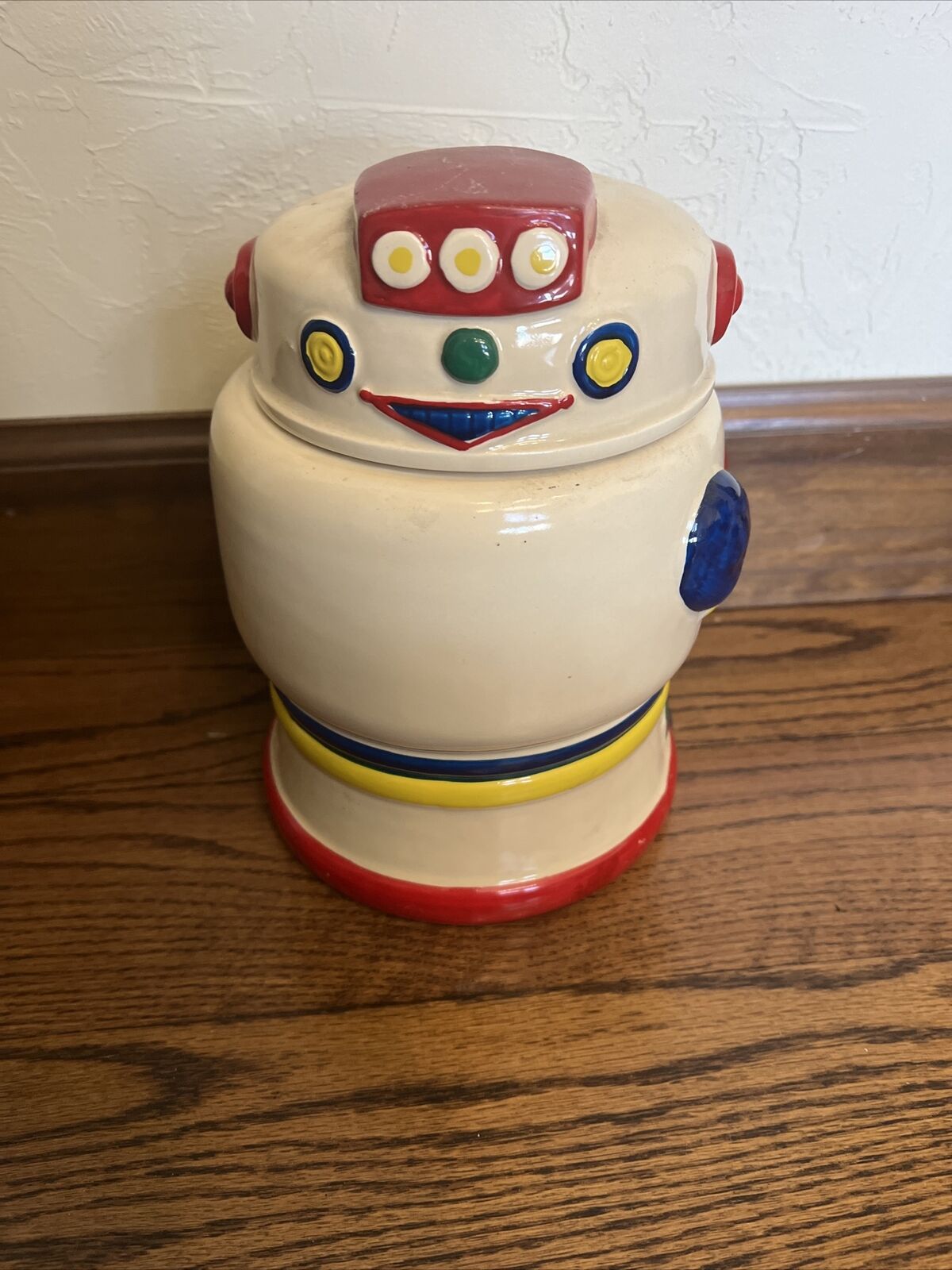 Vintage WhiteBot Robot Ceramic Cookie Jar Taylor NG Win Japan San Francisco 1985