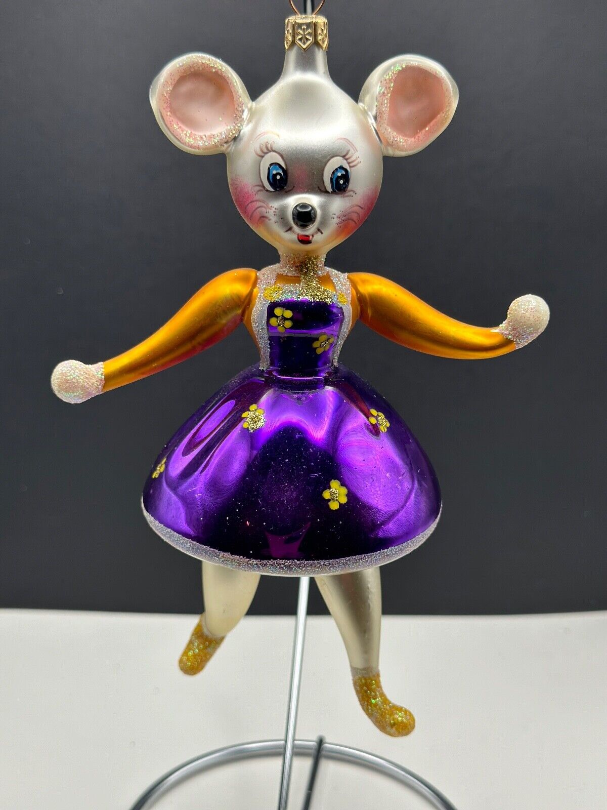 VERY HTF VTG Christopher Radko TOPOLINA Mouse Glass Italian Ornament 96-288-0