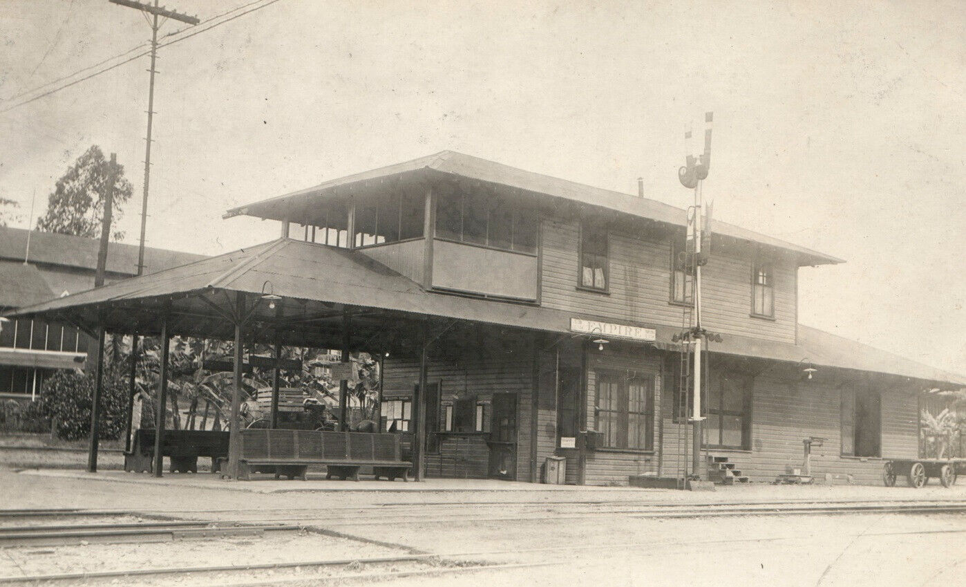 Empire Railroad Depot Railway Station Panama Canal Zone Real Photo Postcard RPPC