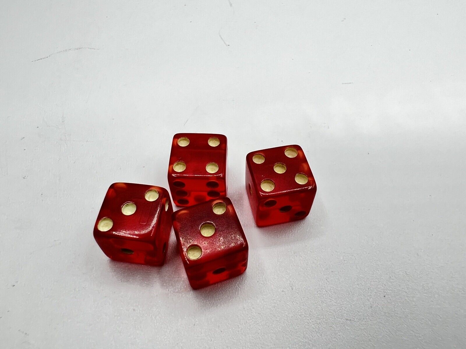 Vintage/Classic/Throwback Red Lucite Dice 4 Red Dice 1/2