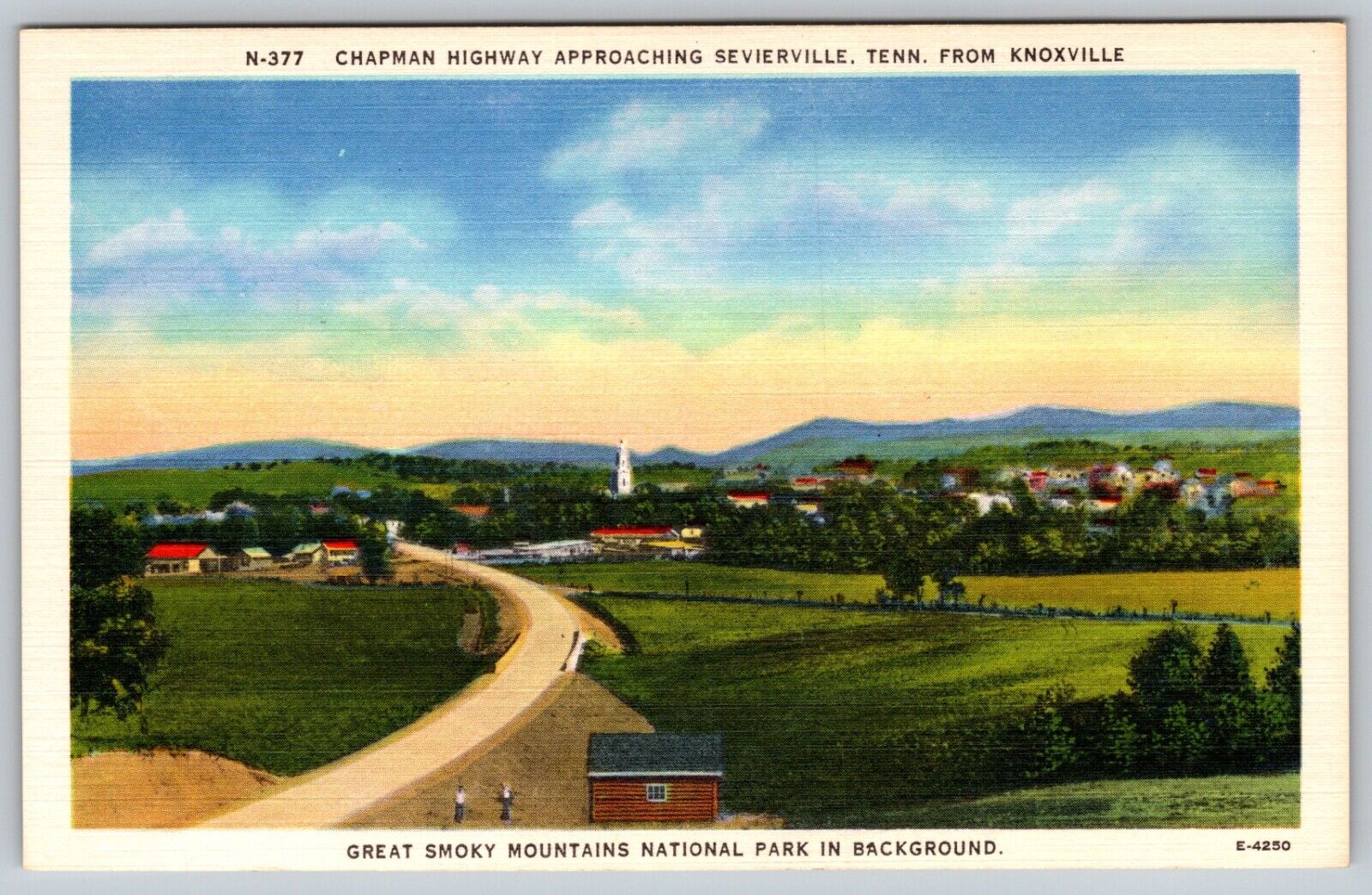 SEVIERVILLE TENNESSEE TN CHAPMAN HIGHWAY SMOKY MOUNTAINS AERIAL VINTAGE POSTCARD