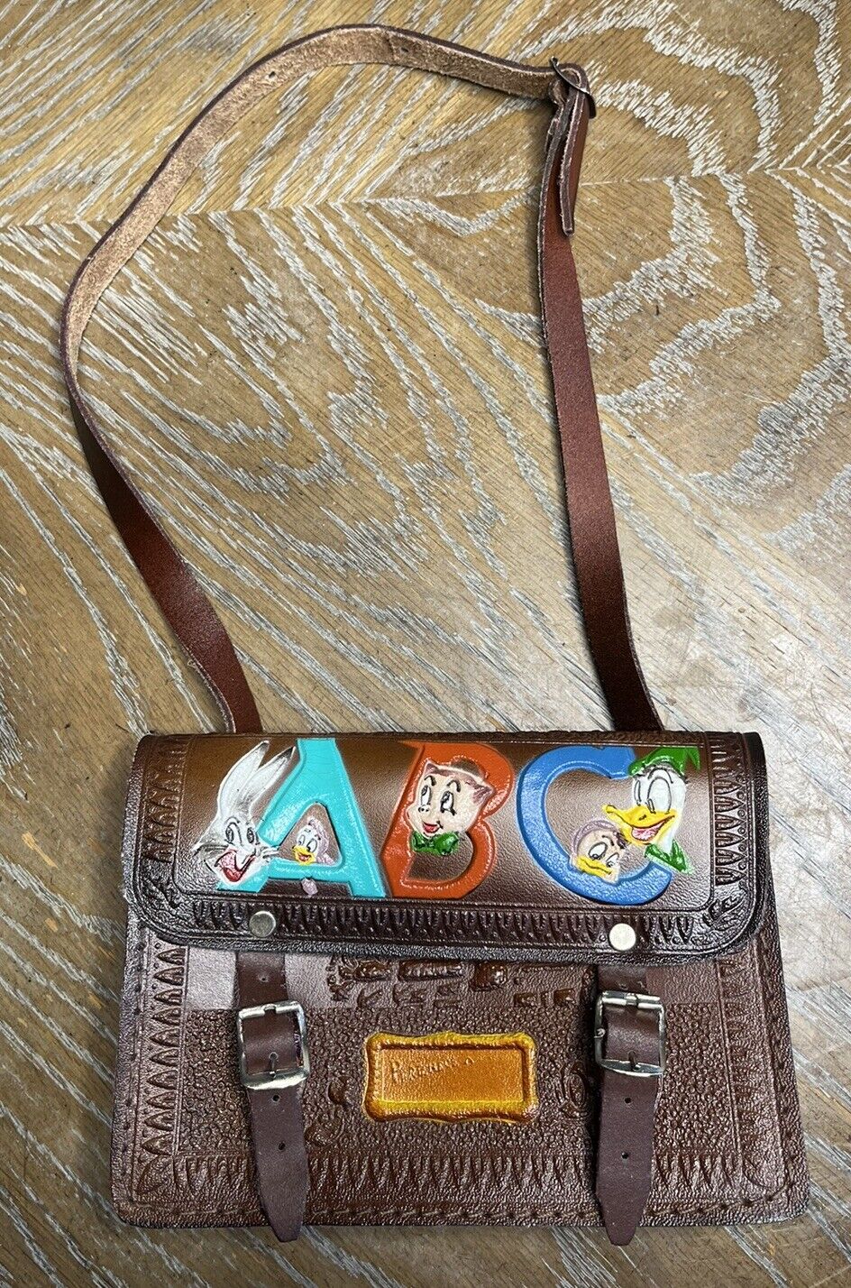 Vintage Looney Tunes Embossed ABC satchel Bag Rare