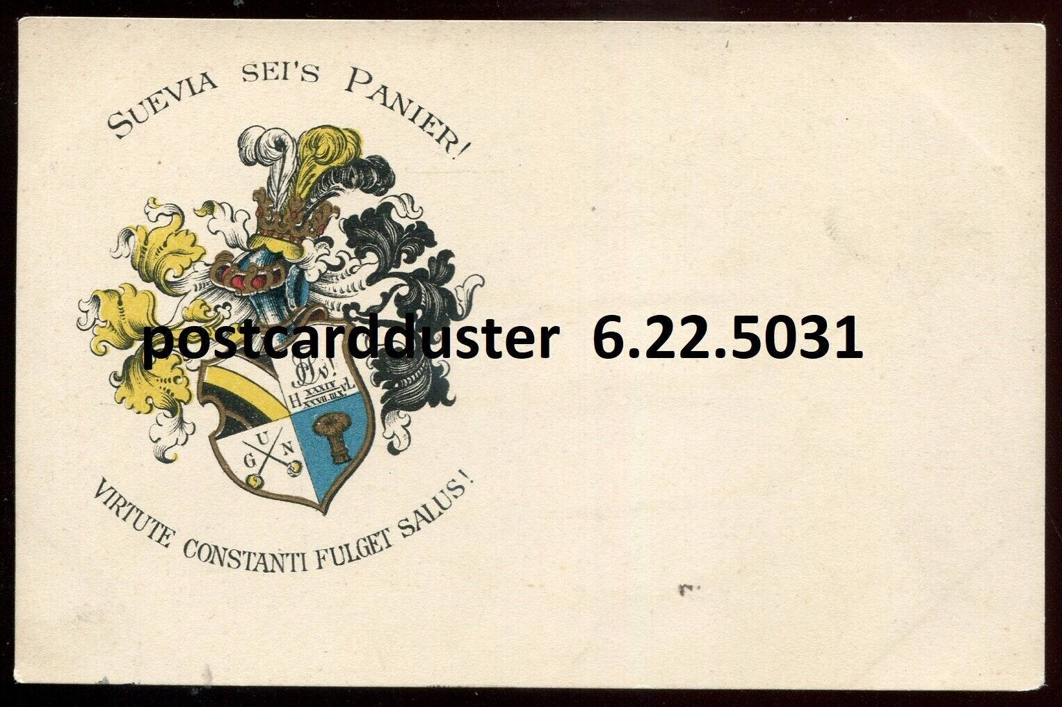 GERMANY Heidelberg Postcard 1900s Studentika Suevia Sei's Panier Coat of Arms