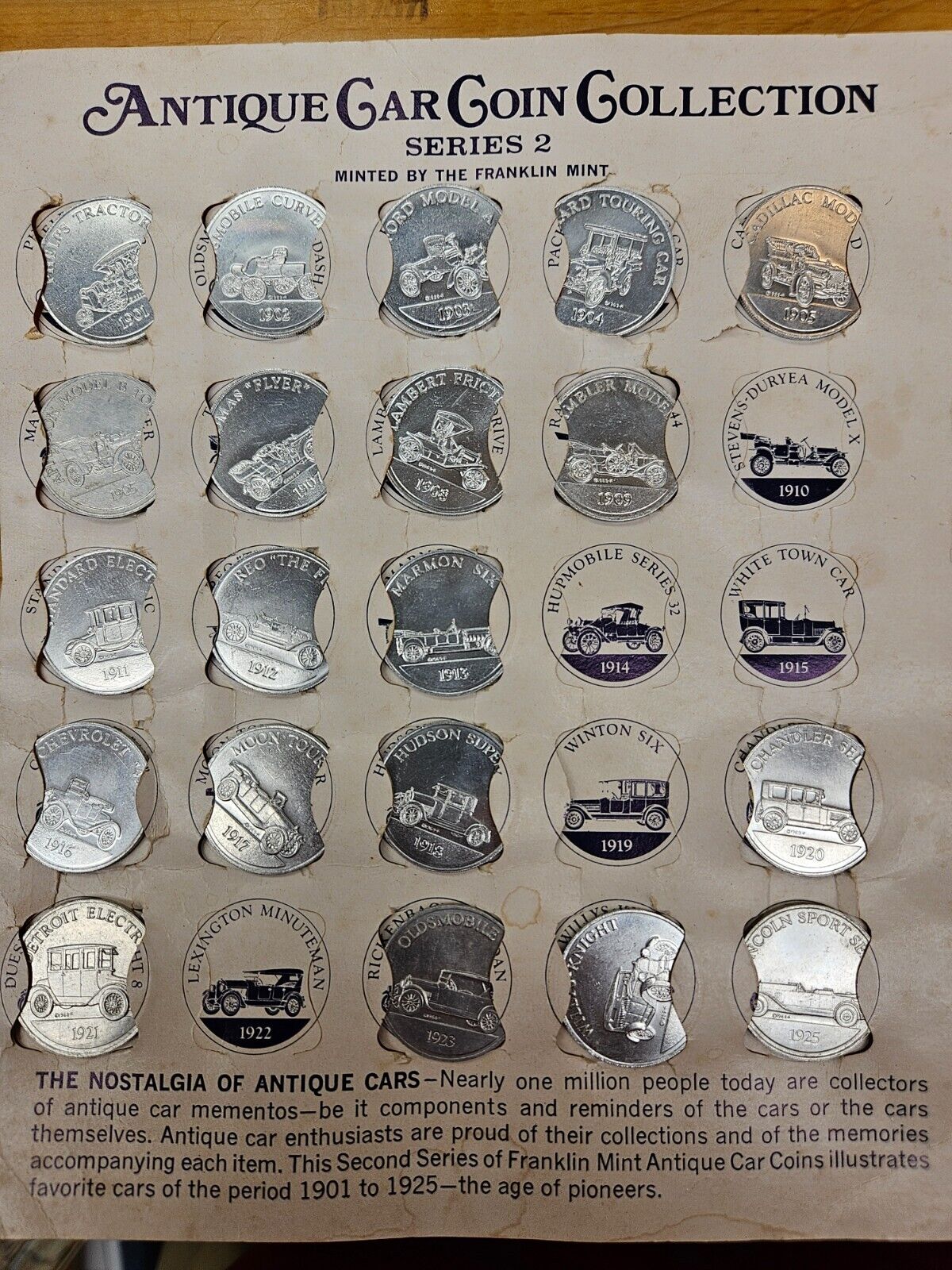 SUNCO, Franklin Mint Antique Car Coin Collection series 2, 20 of 25