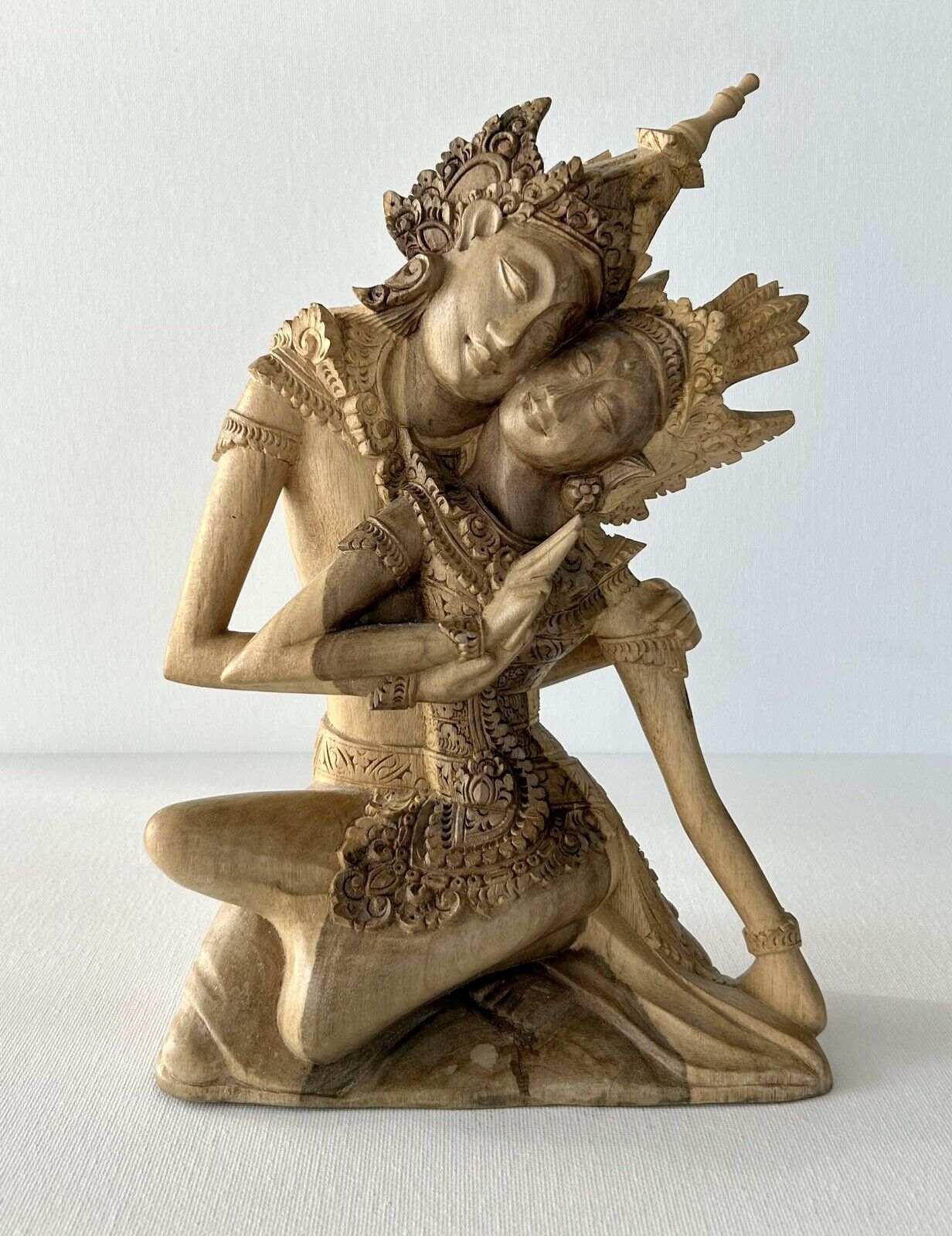 Balinese Bali Wood Carving Of Hindu Folklore Rama & Sita 9”H