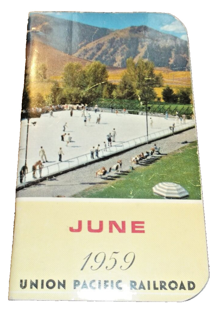 JUNE 1959 UNION PACIFIC POCKET NOTEBOOK PASSENGER TRAIN SOUVENIR