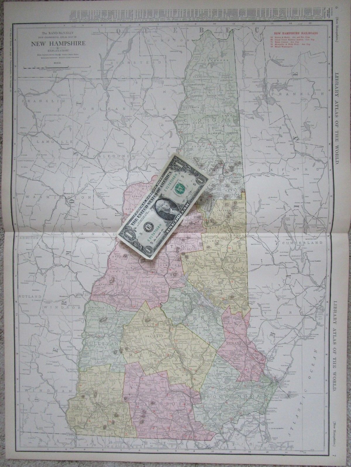 Nh Lg 1912 Dated New Hampshire Railroad Map 1910s Montpelier Wells