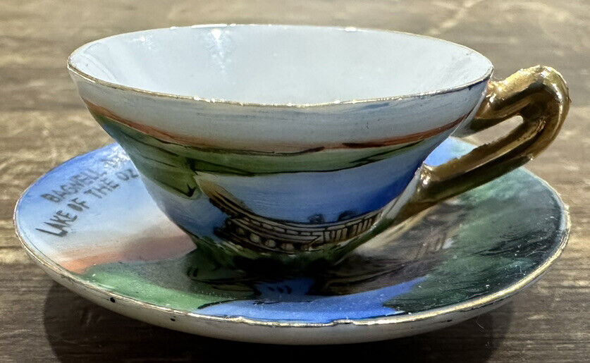 Vintage Miniature Teacup & Saucer Souvenir ~ Lake Of The Ozarks ~ 3/4”H x 2 1/4”