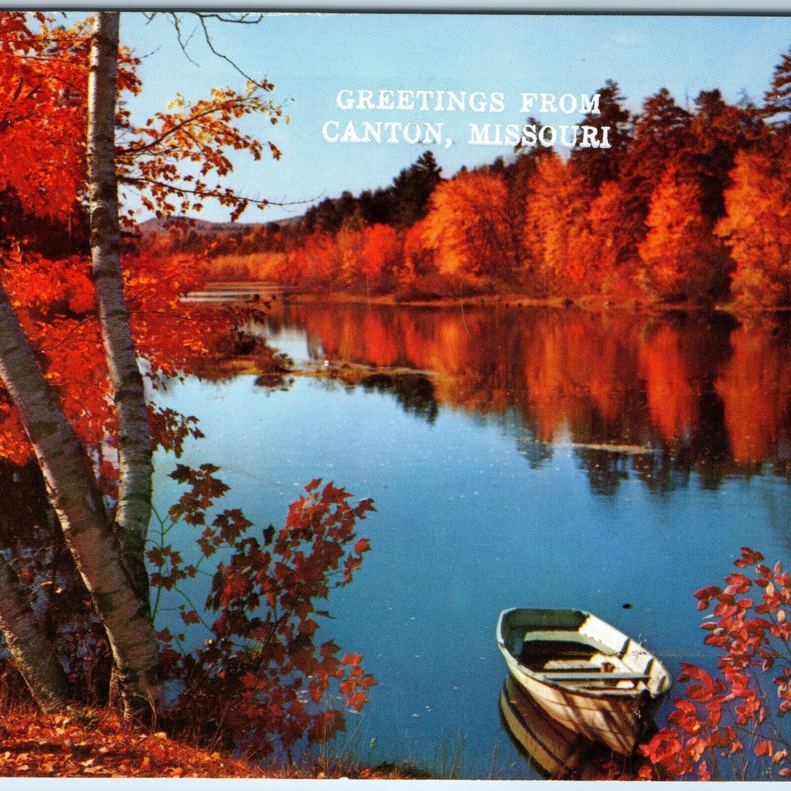 c1960s Canton, MO - Missouri Greetings, Stock Autumn Colorful Lake Postcard A227