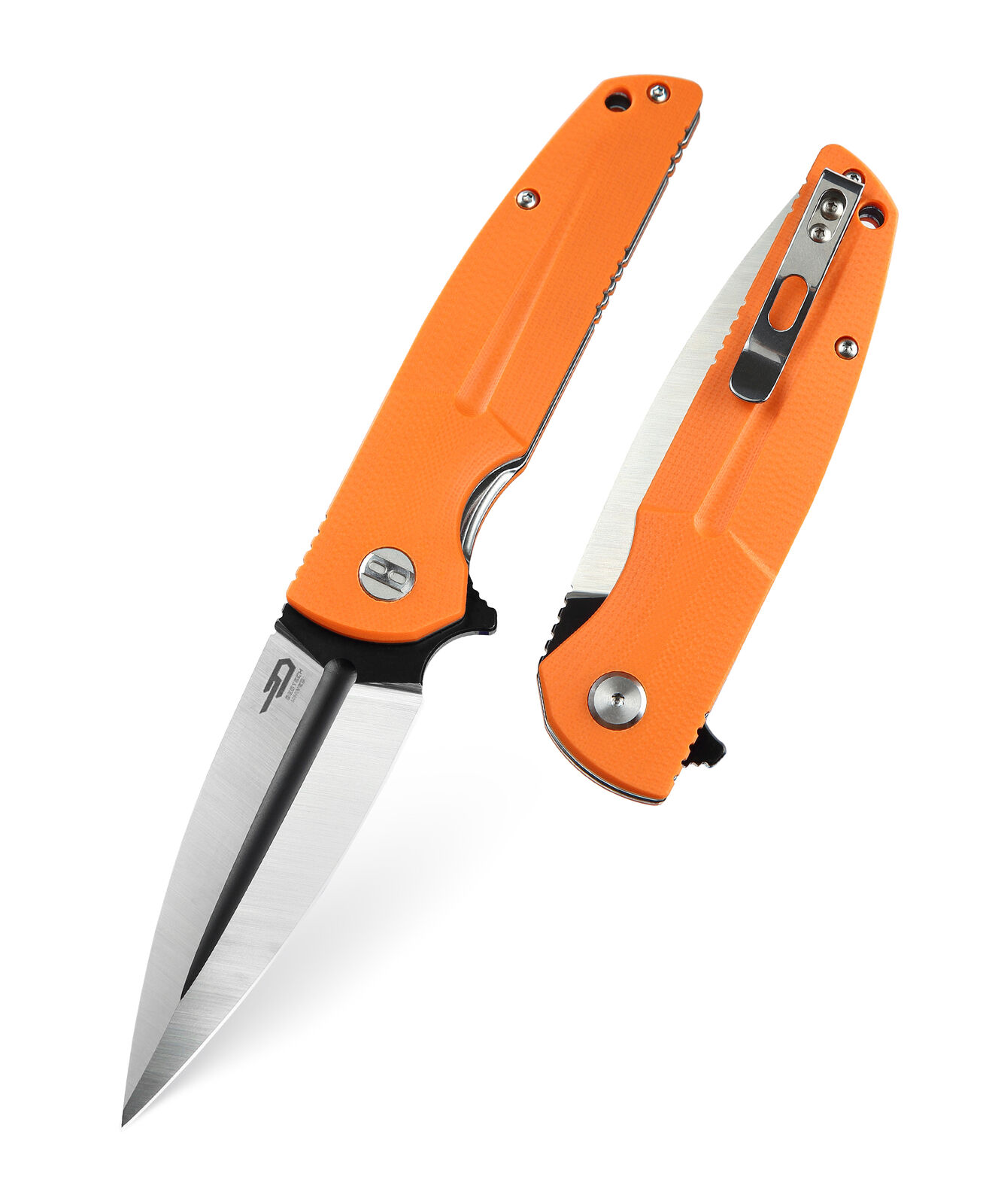 Bestech Fin Folding Knife Orange G10 Handle 14C28N Plain Edge BG34B-2