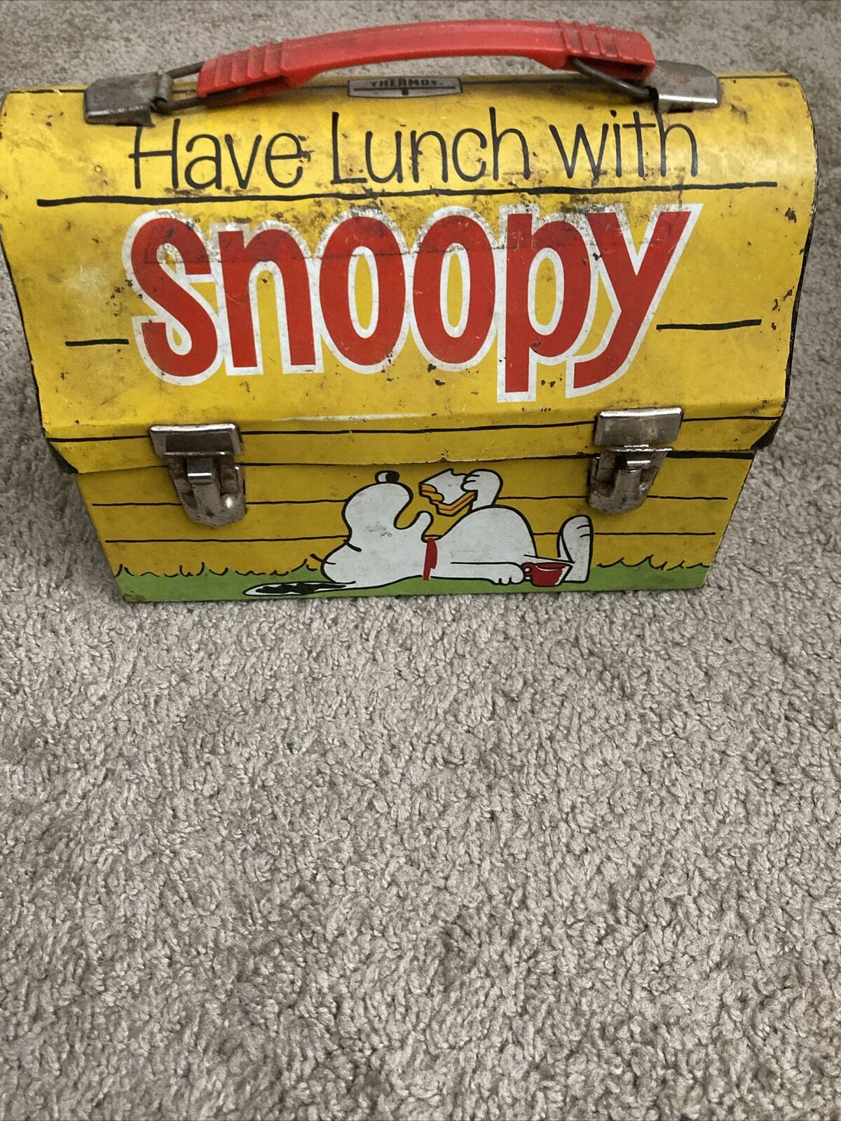 Vintage 1968 Have Lunch With SNOOPY Dome Metal Lunch Box NO Thermos
