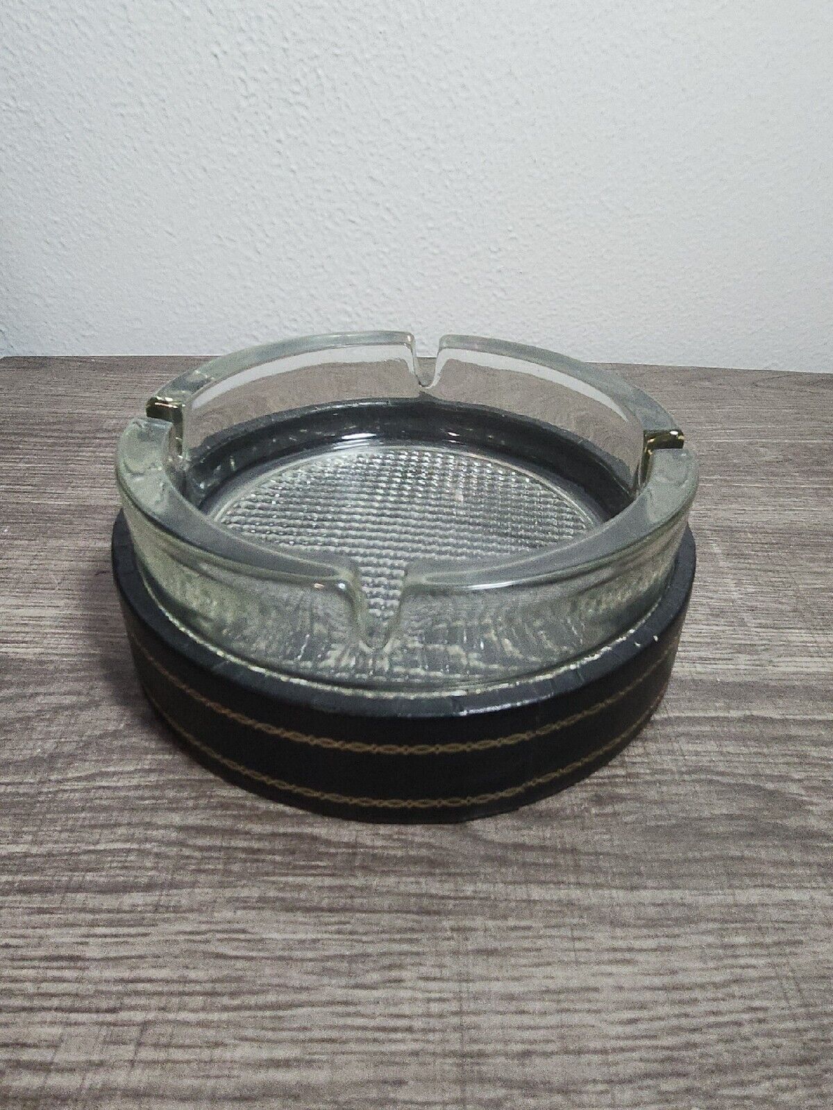 Vintage Clear Heavy Ashtray 4 Slot Cigarette And Holder