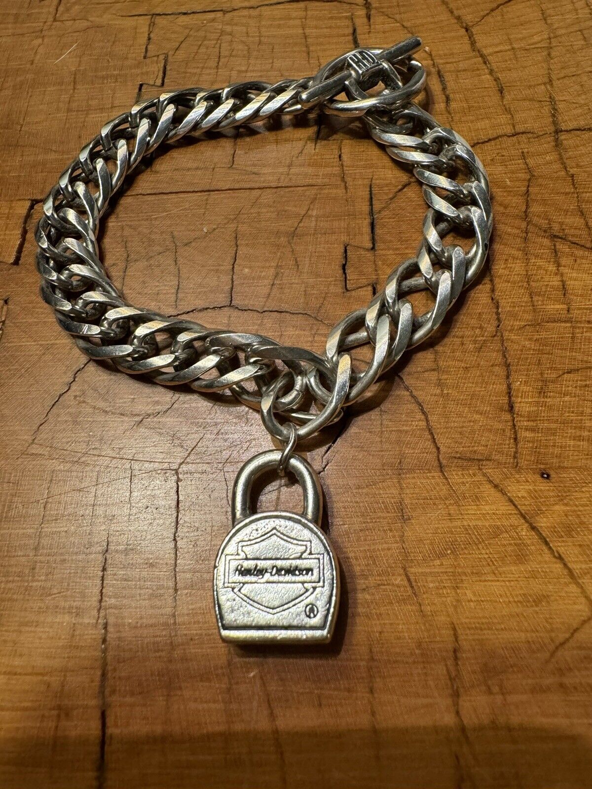 1991 Harley Davidson Women’s Bracelet Sterling Silver Chain Link  Toggle Clasp