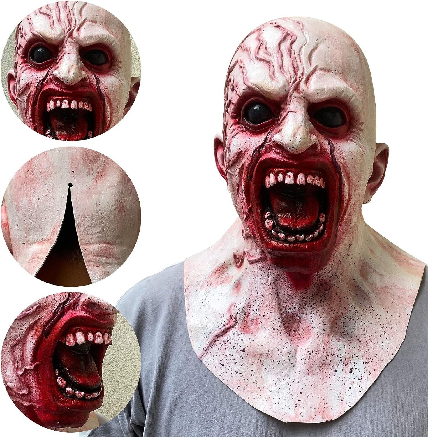 Scary Walking Dead Zombie Mask Creepy Latex Halloween Costume Horror Bloody