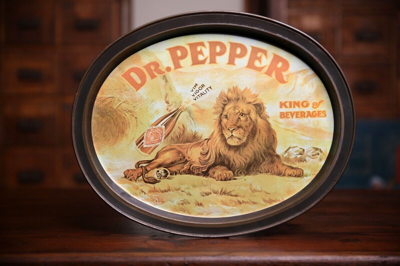 Dr Pepper Vintage 1979 Lion Tin Serving Tray Metal King Of Beverages Soda Pop