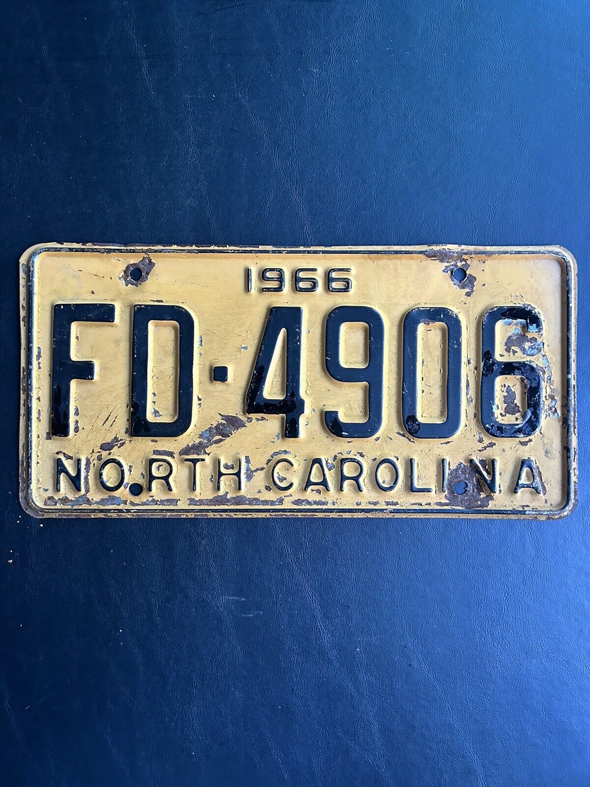 1966 North Carolina License Plate FD - 4906