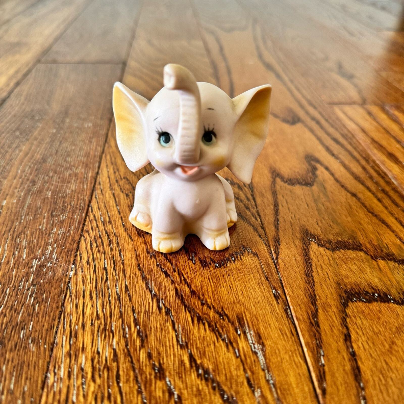 Vintage Elephant Figurine Porcelain Pink 3.5” Baby Girl Pachyderm Dumbo Japan