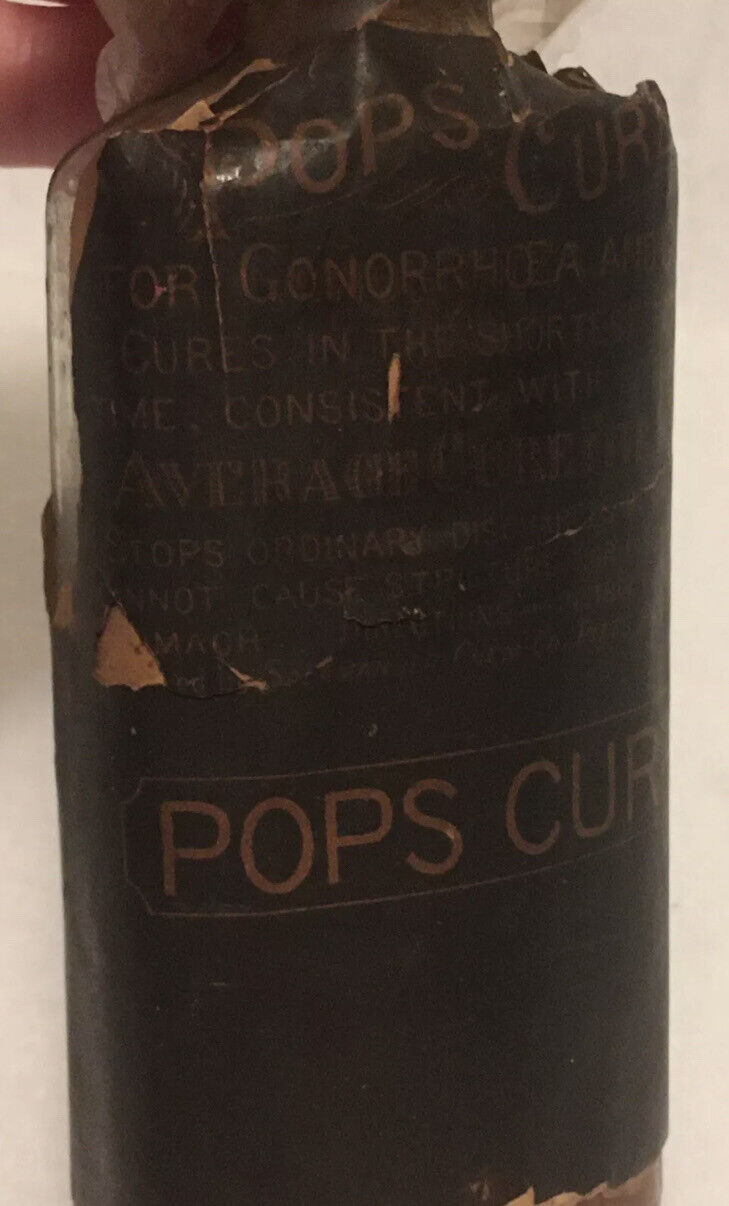 Rare Antique PATENT MEDICINE Bottle Pops Cure gonorrhea ~ Gleet Pittsburgh PA