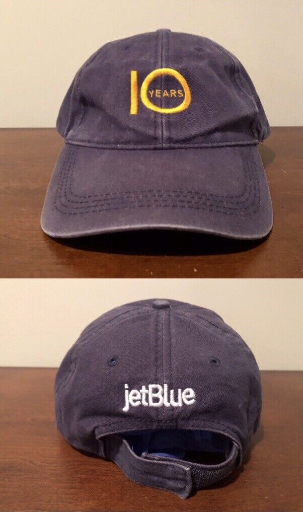 JetBlue Airways 10 Year Anniversary Navy Blue Hat Used- Rare