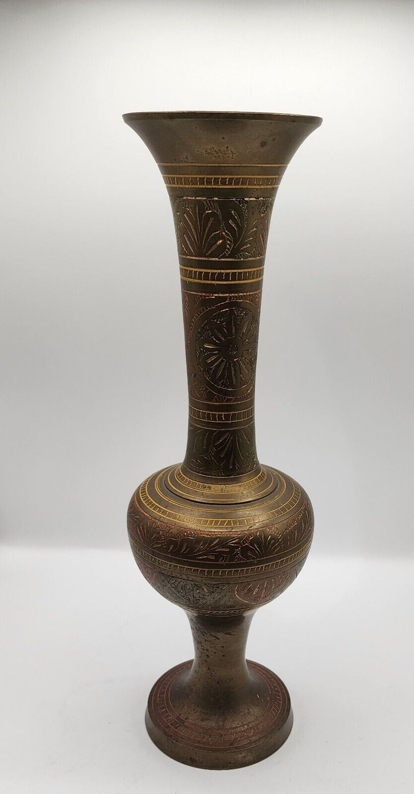 Vintage Decorative Brass Vase Made in India 11 