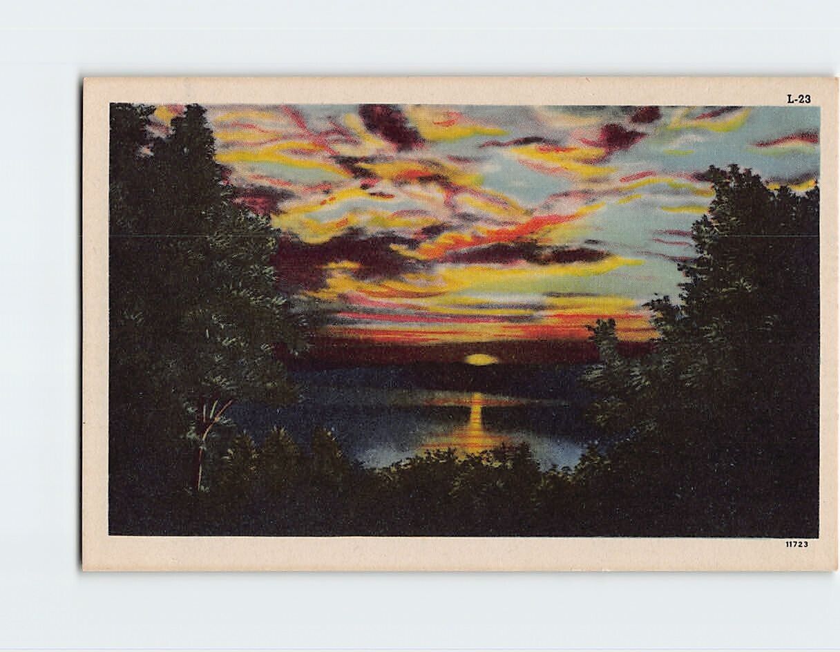 Postcard Nature Lake Sunset Scenery