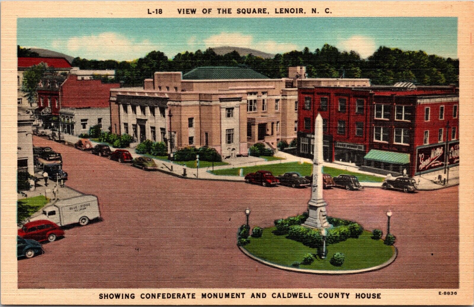 Lenoir, North Carolina NC~ Square with Confederate Monument & Court House