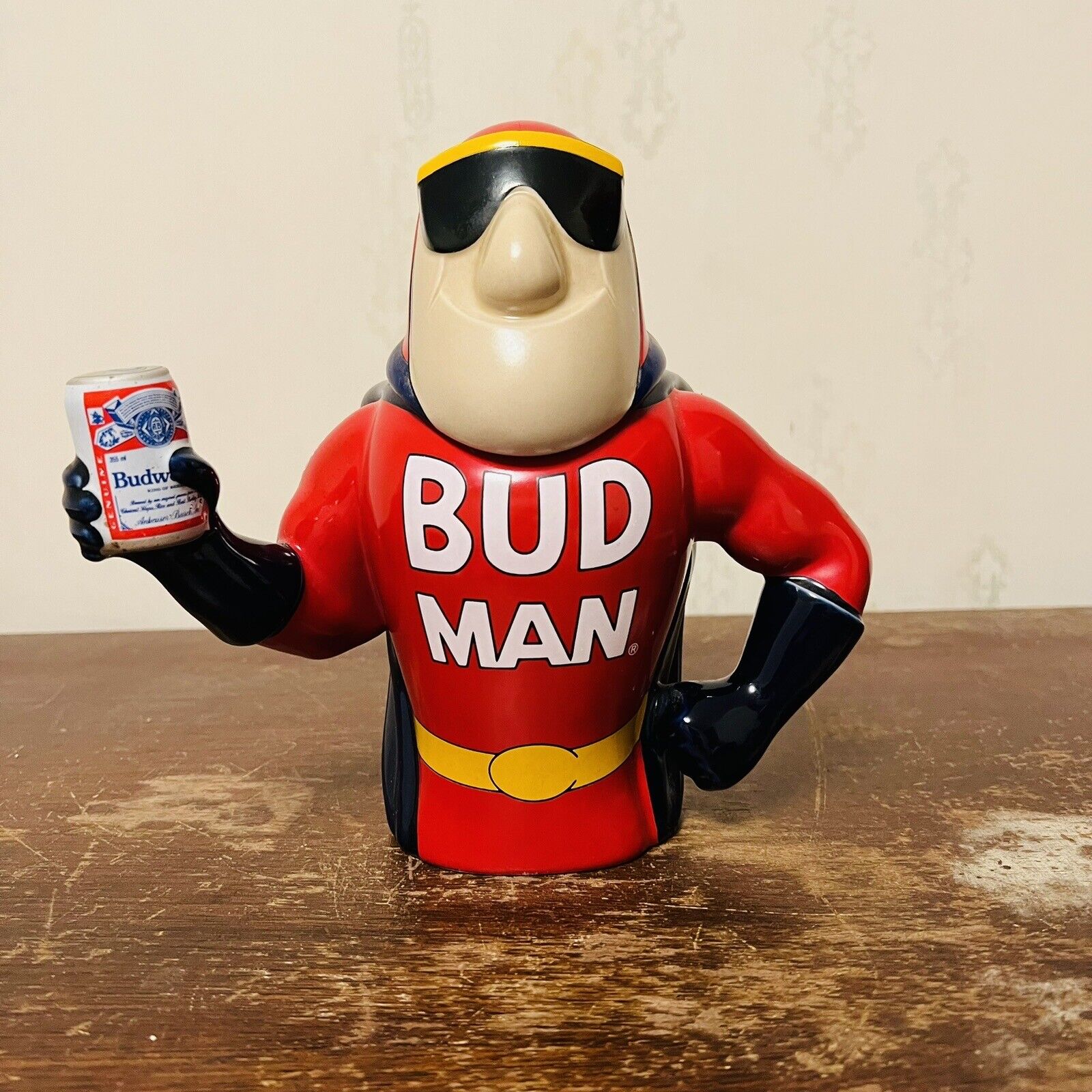 1993 Anhueser Busch Budweiser Genuine Bud Man Lidded Stein Collectors Mug