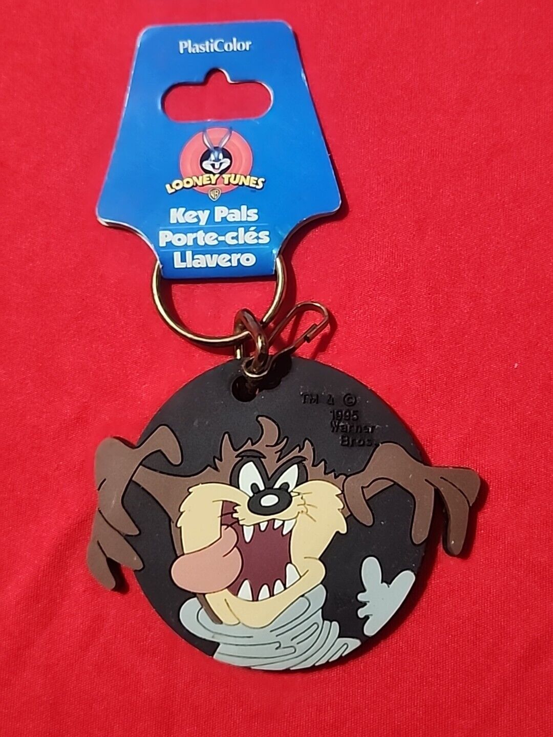 ✅️Vintage Tasmanian Devil Taz Soft Plastic Key Chain 1995 Looney Tunes Clip Ring