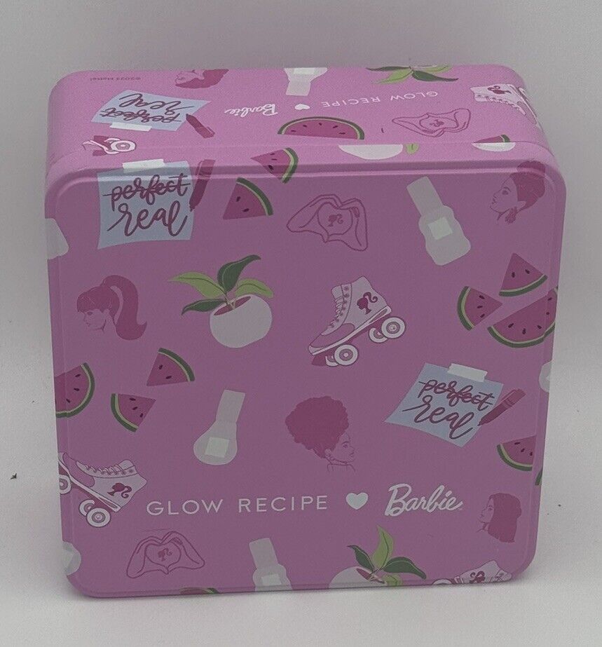 Barbie Glow Recipe Collection Tin Box Only Pink 5” X  5.25” X 2.25” Girls