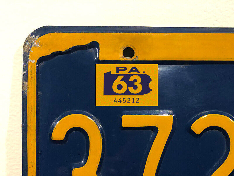 1963 Pennsylvania License Plate Registration Sticker, YOM, PA, Tag