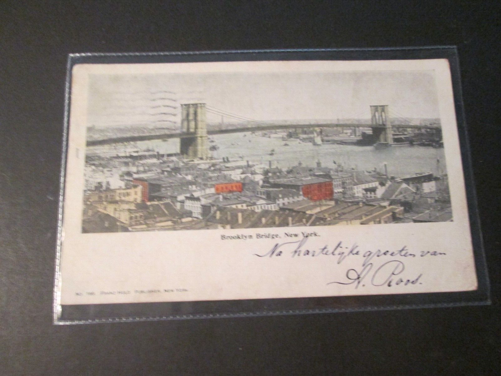 postcard NYC brooklyn bridge