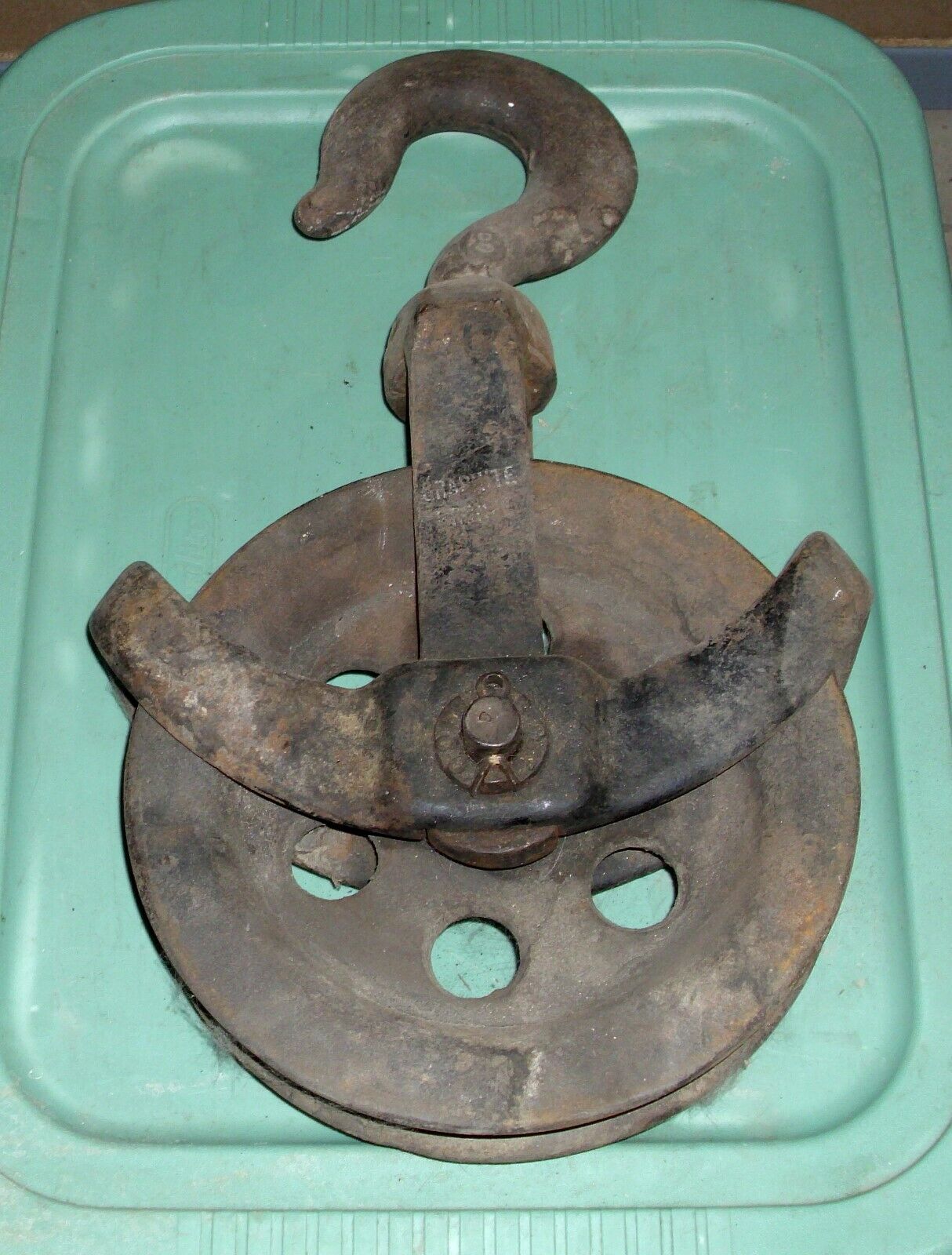 1920's - 1930's HUGE SHIP DOCK CARGO HOIST HOOK PULLEY EXTREMELY RARE VERY COOL