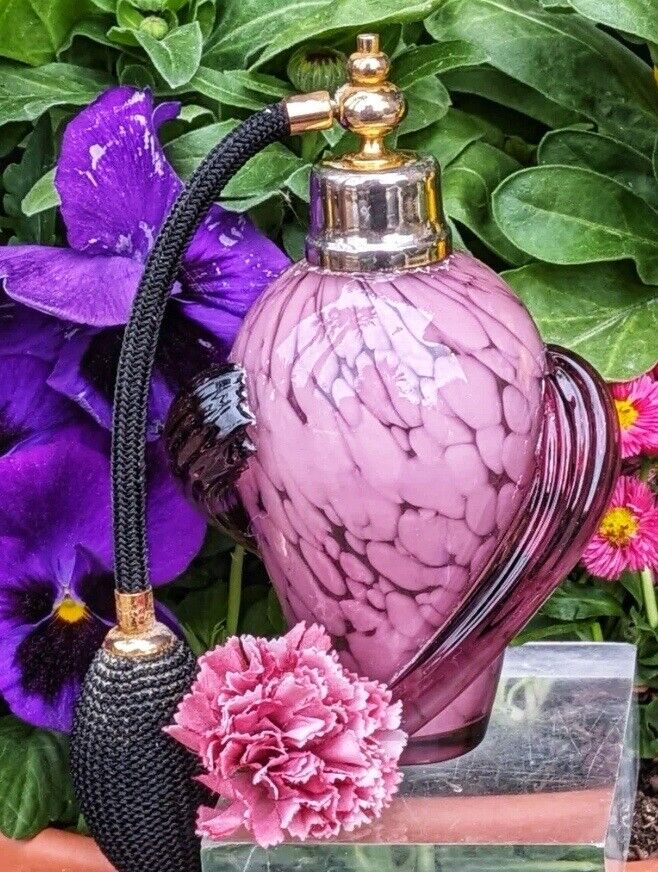 Vintage Murano Style Glass Atomizer Perfume Bottle Multicoloured Purple/pink